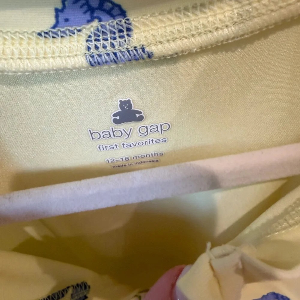 GAP Yellow Long-Sleeve Kids Swim Romper with Blue Seahorses